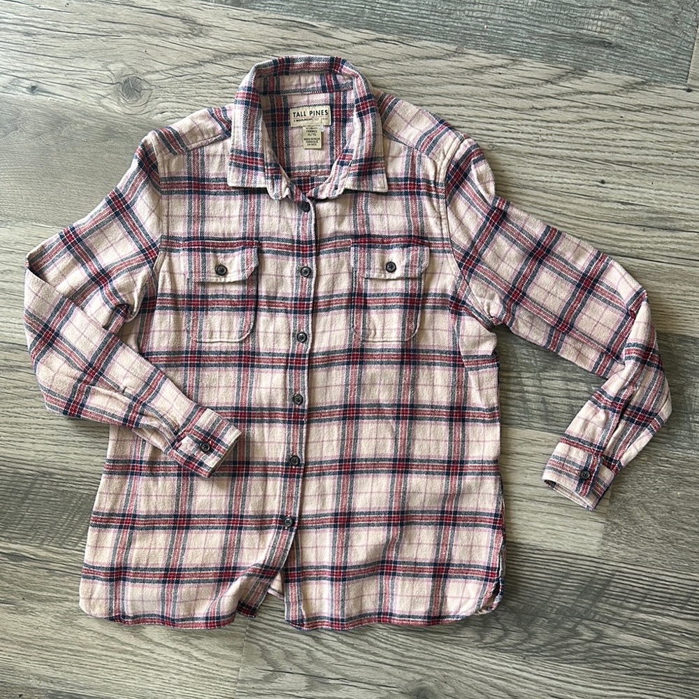 Tall Pines by Woolrich pink and blue plaid button front shirt women's XL